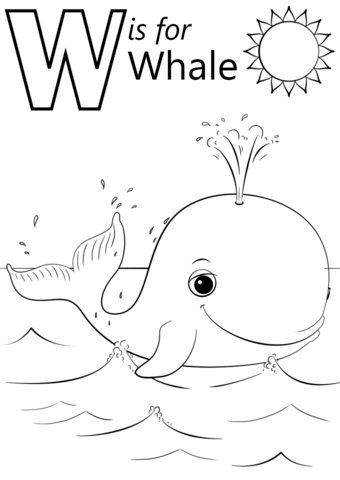 W Is For Whale Coloring Page